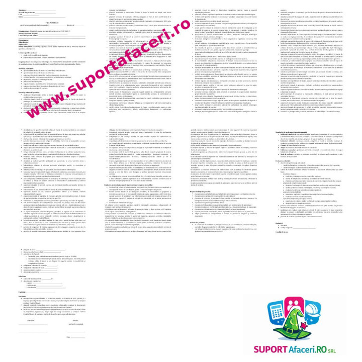 Fișa postului Mașinist la mașini speciale fără așchiere – model editabil DOC