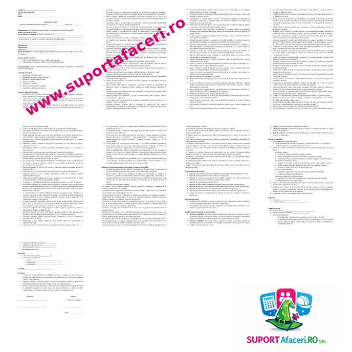 Fișa postului Fochist pentru cazane de abur și de apă fierbinte – model editabil DOC