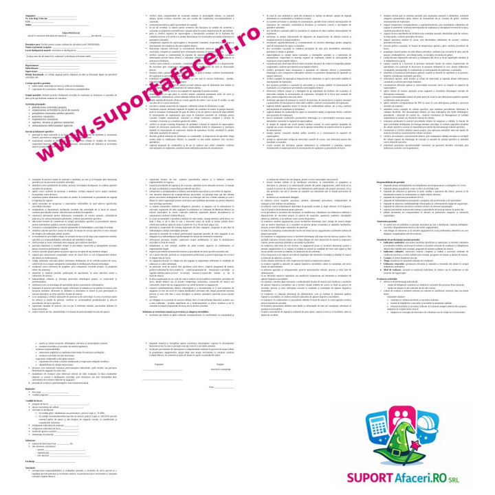 Fișa postului Fochist pentru cazane conduse de calculator – model editabil DOC